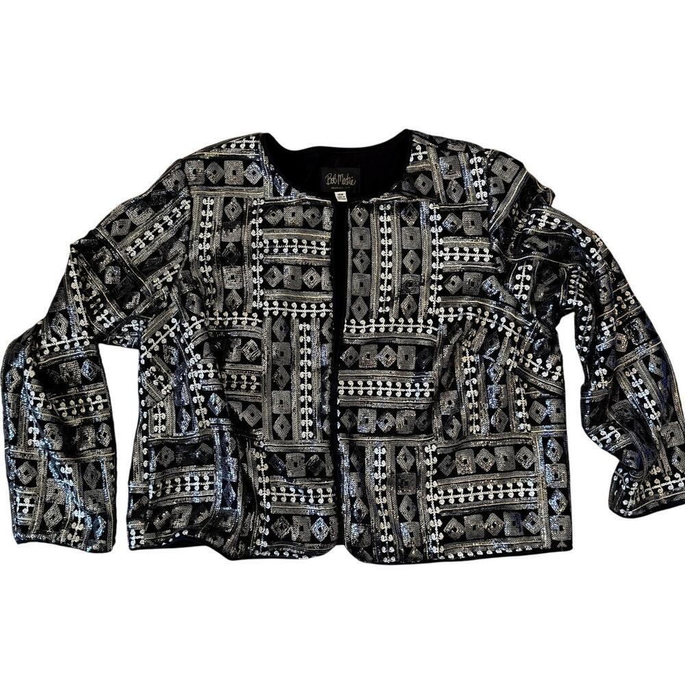 VTG Bob Mackie Wearable Art Black Sequined Jacket Size 18W women's - Picture 5 of 6